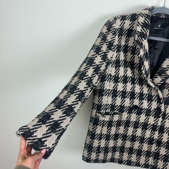 Anine Bing Houndstooth Blazer Jacket S Oversized Business Casual Office Minimali - Picture 4 of 8